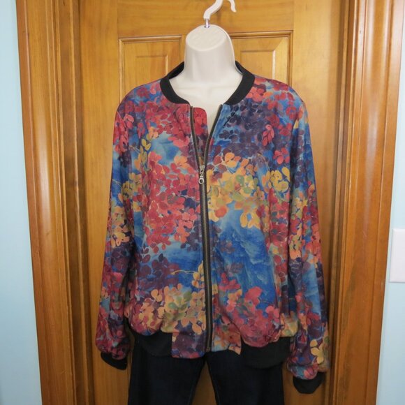 Clotheshead Multicolored Bomber Jacket Full Zip Lined Size Large - Picture 5 of 12